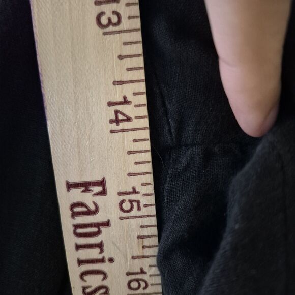 FLAX Women's Black Elastic Waist Linen Pockets Lagenlook Pants Medium - Picture 5 of 6